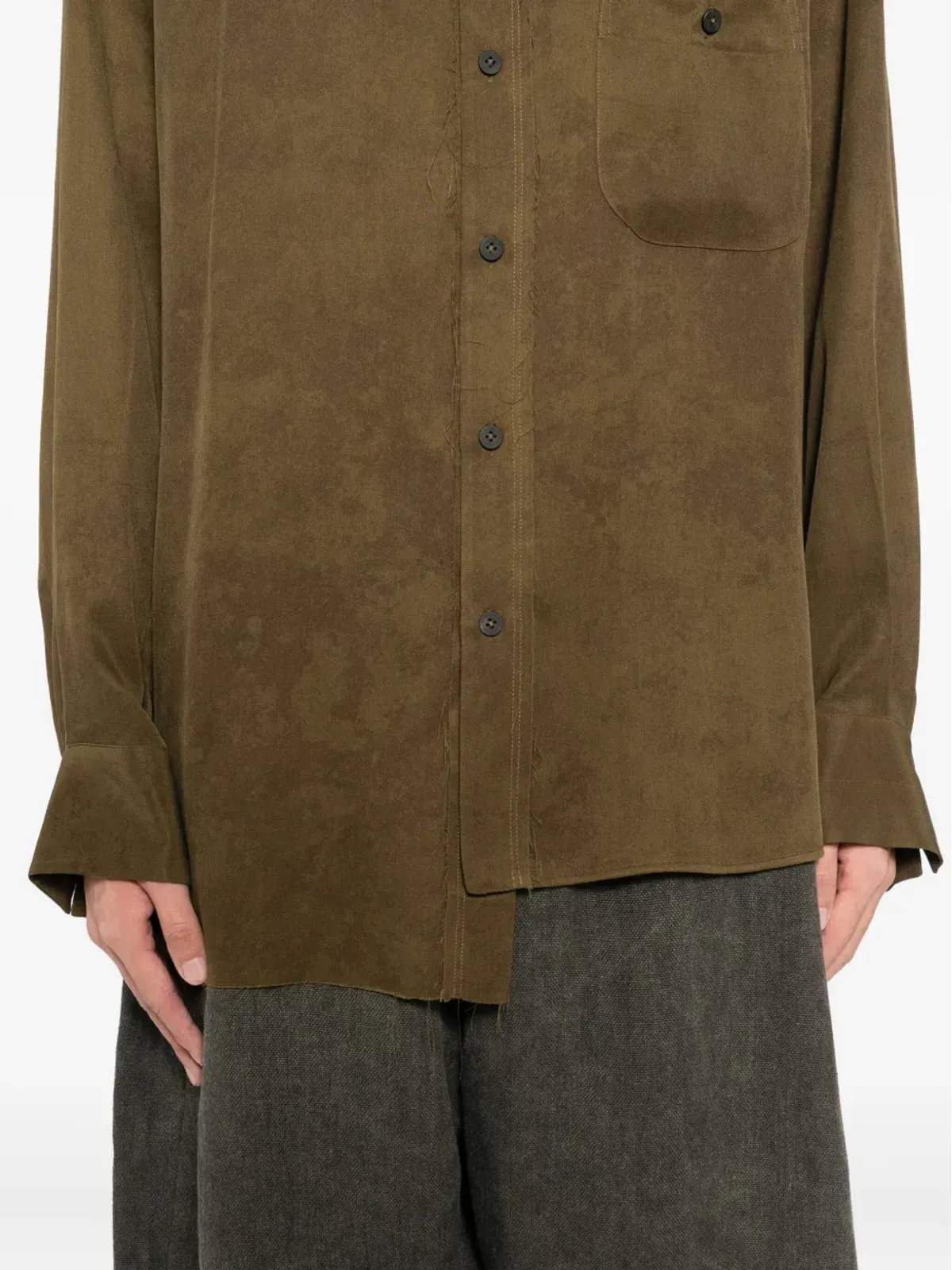 Ziggy Chen silk shirt - Green - 画像5