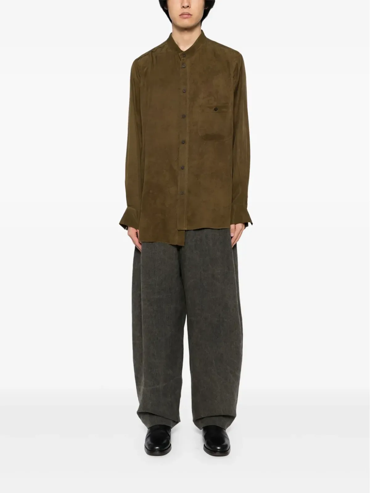 Ziggy Chen silk shirt - Green - 画像2