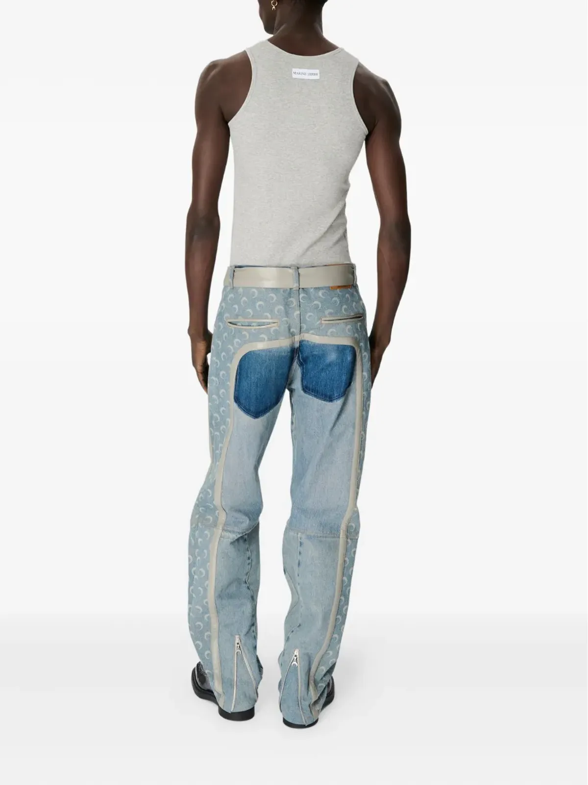 Marine Serre ベルテッド バギー ジーンズ ブルー - 画像2