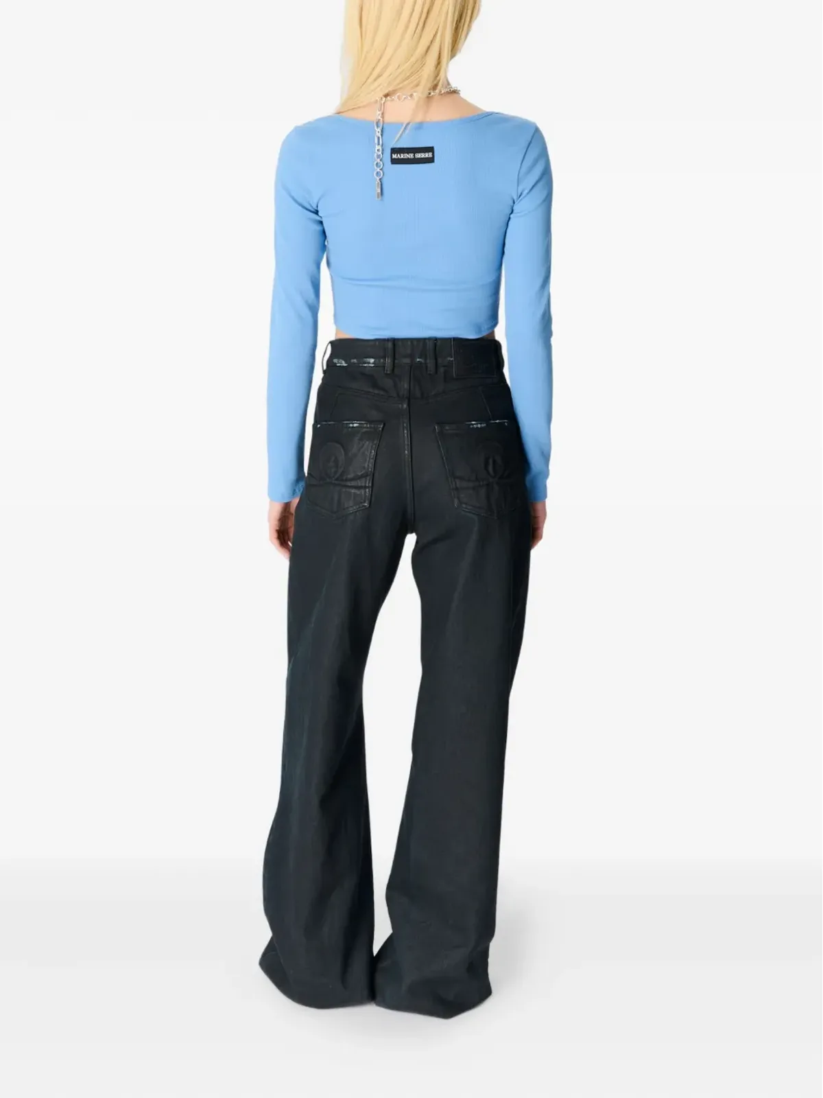 Marine Serre Moon waxed jeans - Black - 画像3