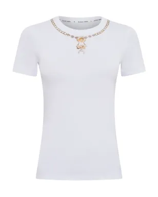 Marine Serre トロンプ・ロワイユ ジュエル装飾Tシャツ - ホワイト - サムネイル1