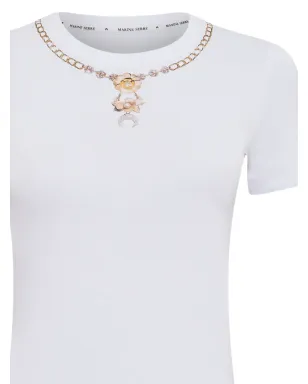 Marine Serre トロンプ・ロワイユ ジュエル装飾Tシャツ - ホワイト - サムネイル2