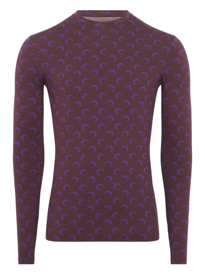 Marine Serre Marine Serre ムーンプリント ジャージー長袖Tシャツ - Purpleの商品画像