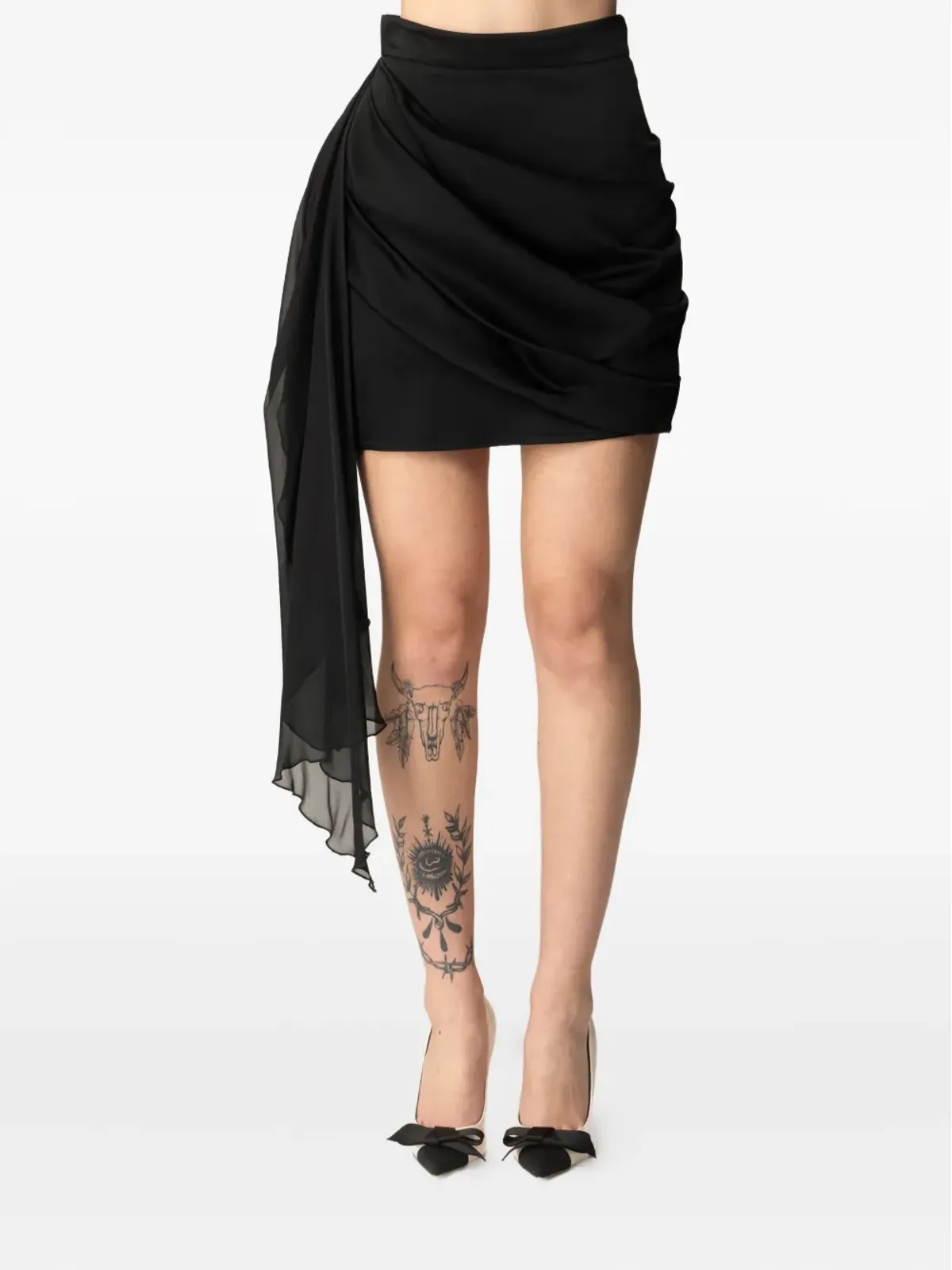 Elisabetta Franchi サッシュディテール ドレープ ミニスカート - ブラック - 画像1