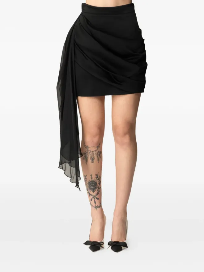 Elisabetta Franchi Elisabetta Franchi サッシュディテール ドレープ ミニスカート - ブラックの商品画像
