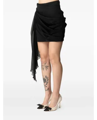 Elisabetta Franchi サッシュディテール ドレープ ミニスカート - ブラック - サムネイル3