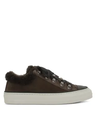 Brunello Cucinelli シアーリングトリム レースアップスニーカー ブラウン - サムネイル1