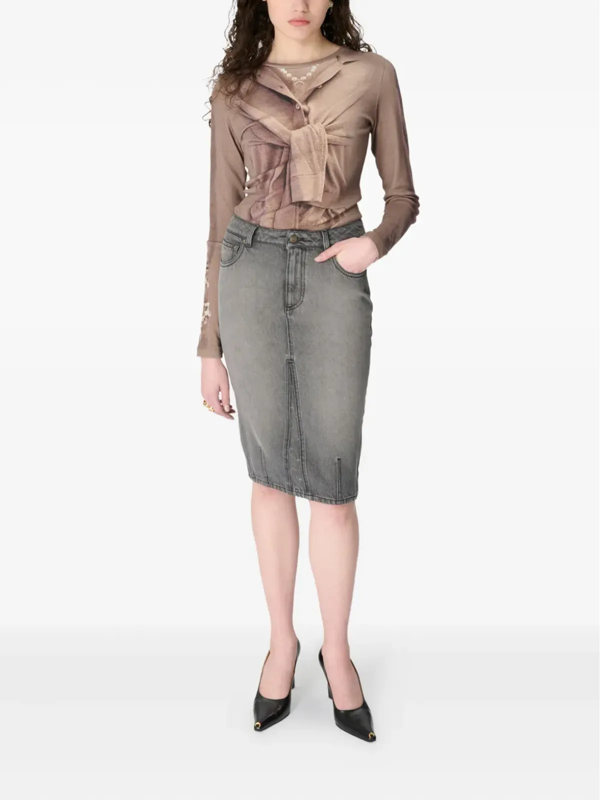 Marine Serre 膝丈ミディスカート - 画像2