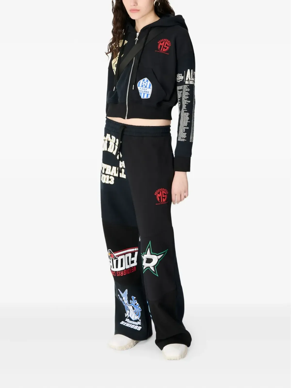 Marine Serre long-sleeve hoodie - Black - 画像2
