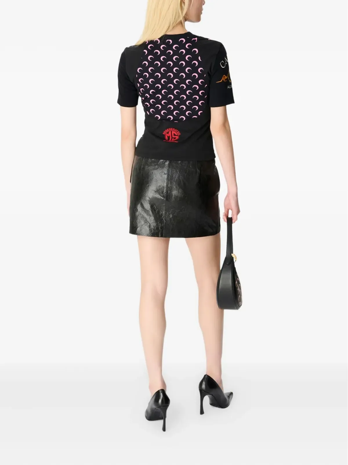Marine Serre リジェネレーテッド グラフィック ロゴプリント エレファント柄 Tシャツ - ブラック - 画像3