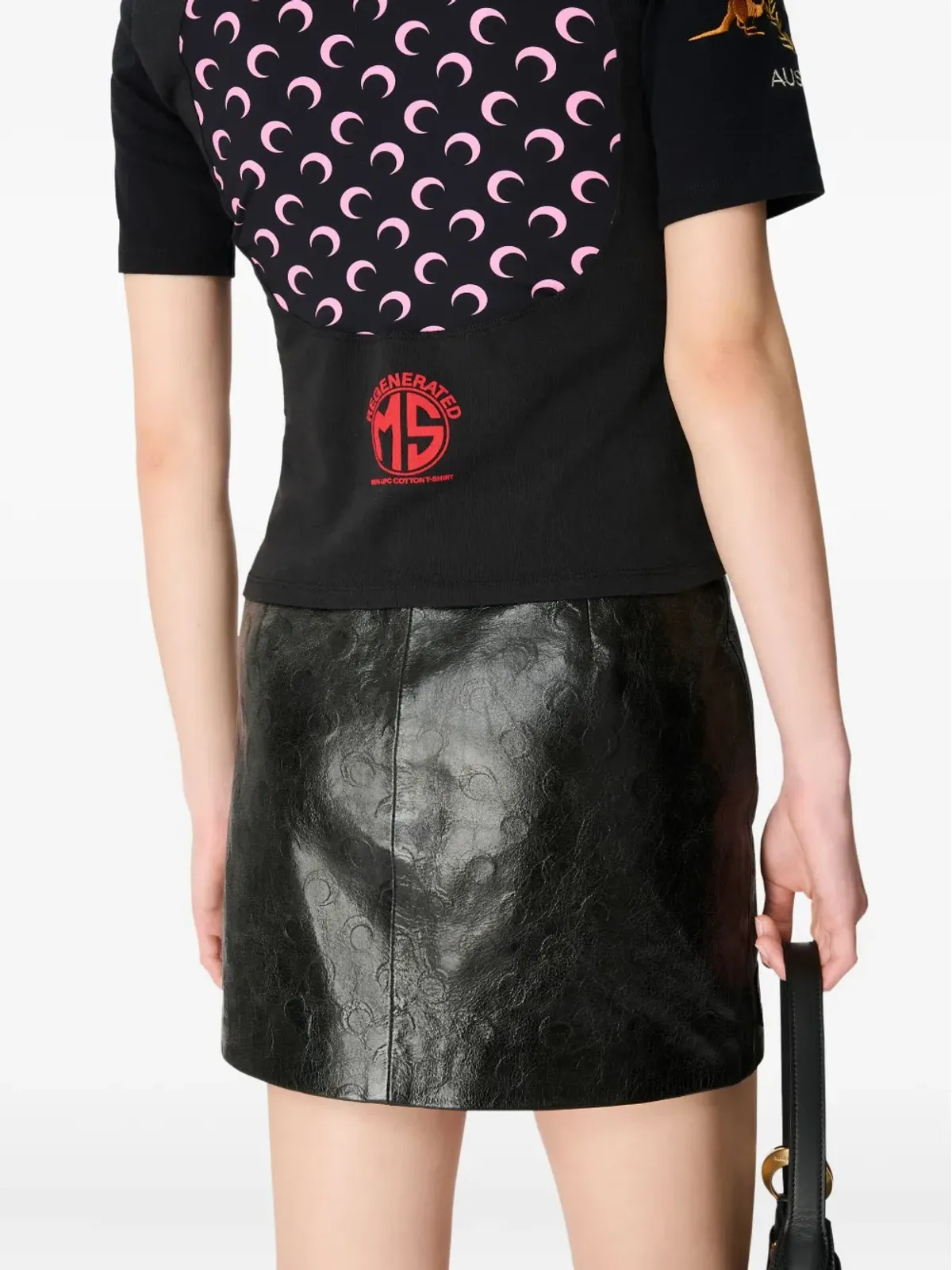 Marine Serre リジェネレーテッド グラフィック ロゴプリント エレファント柄 Tシャツ - ブラック - 画像4