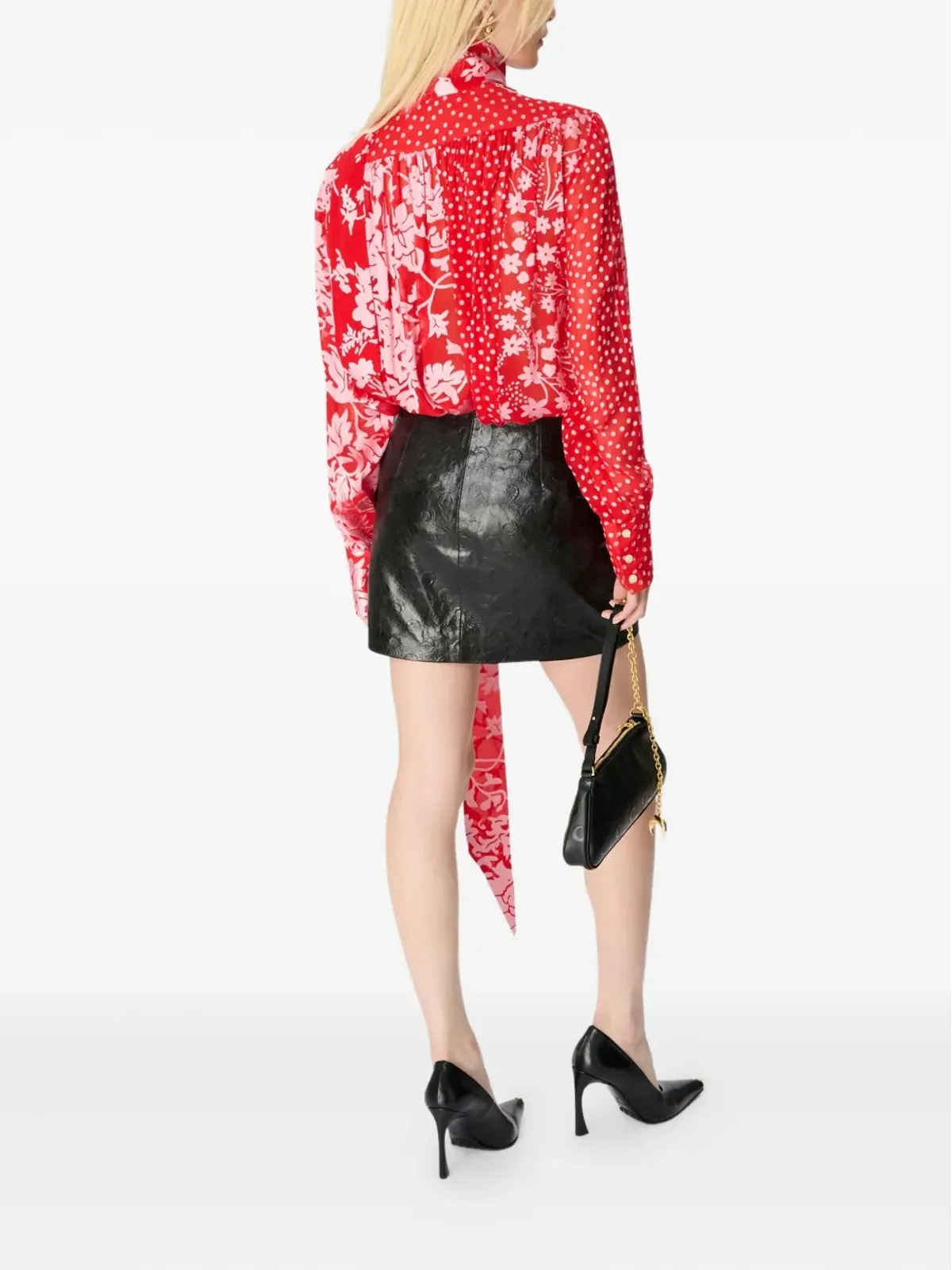 Marine Serre グロッシー ムーン レザー スカート - 画像3