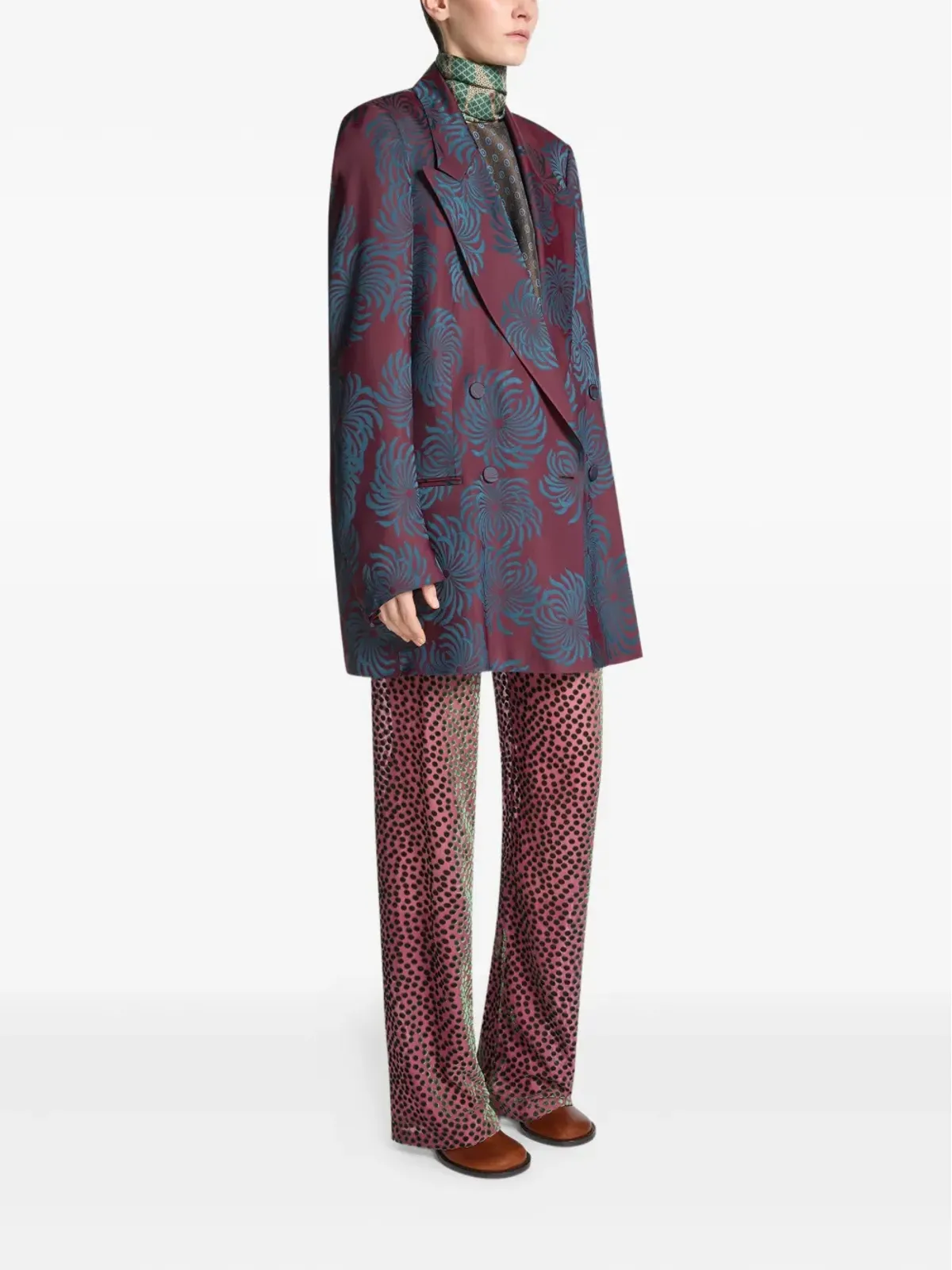 DRIES VAN NOTEN 花柄ダブルブレストブレザー - 画像3