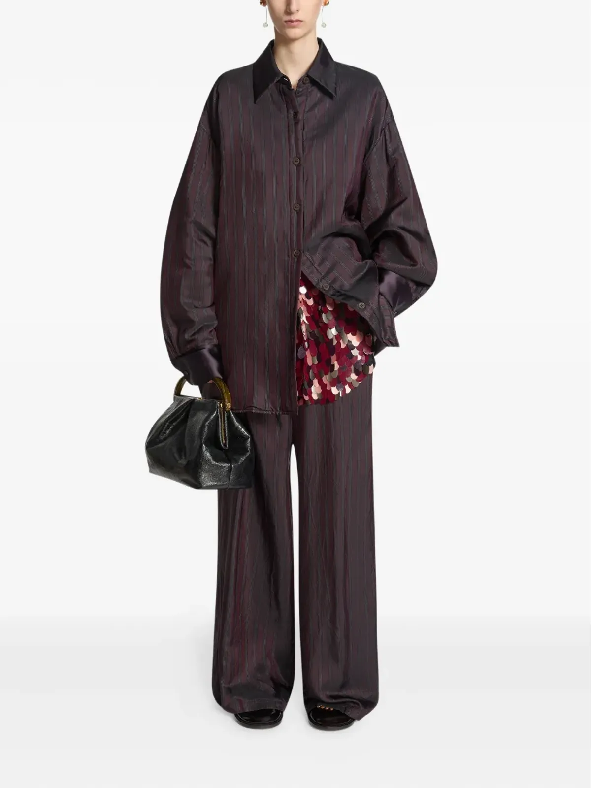 DRIES VAN NOTEN プリーテッドレザートートバッグ - 画像2
