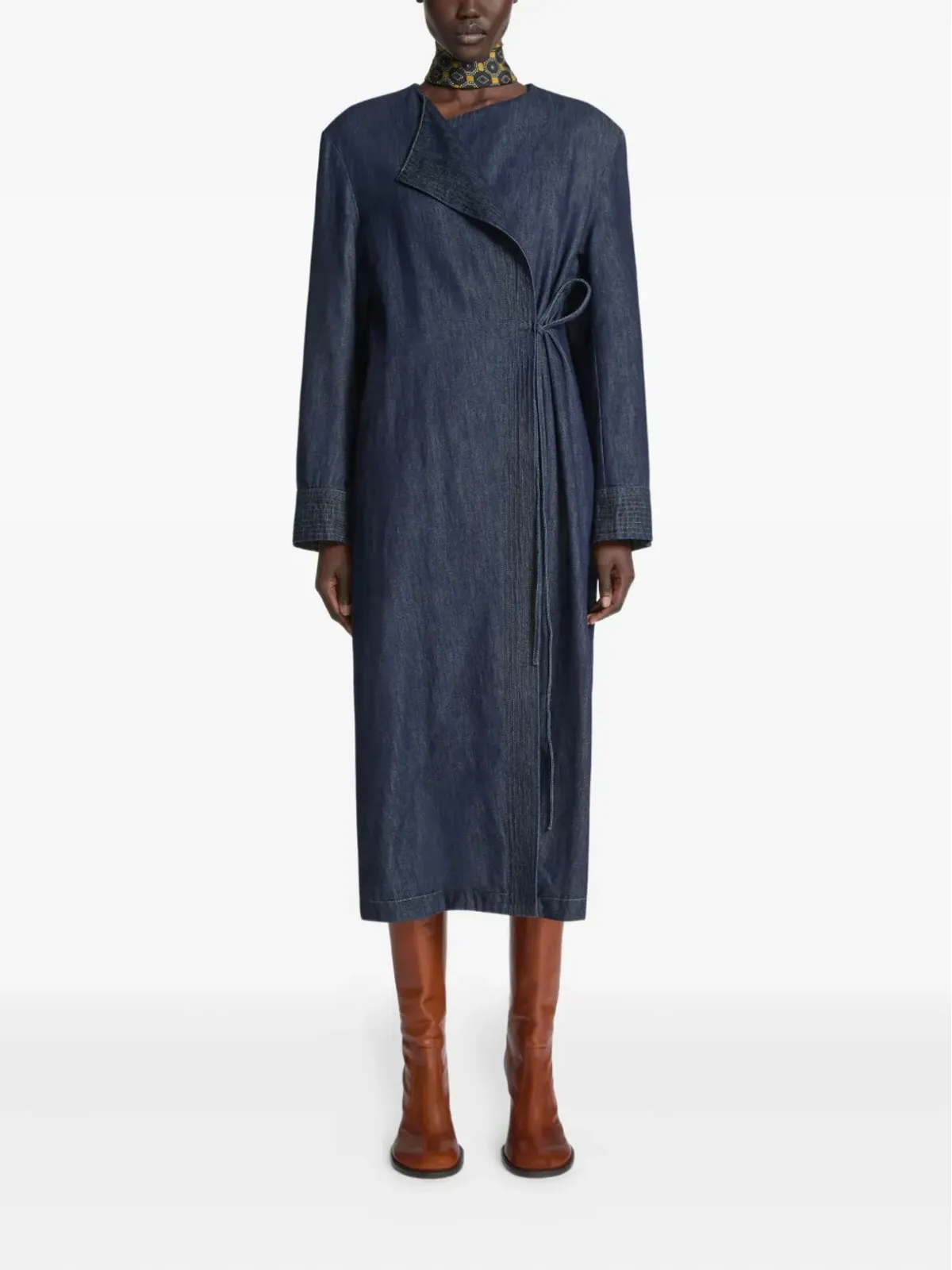 DRIES VAN NOTEN ラップタイ デニムコート - 画像2