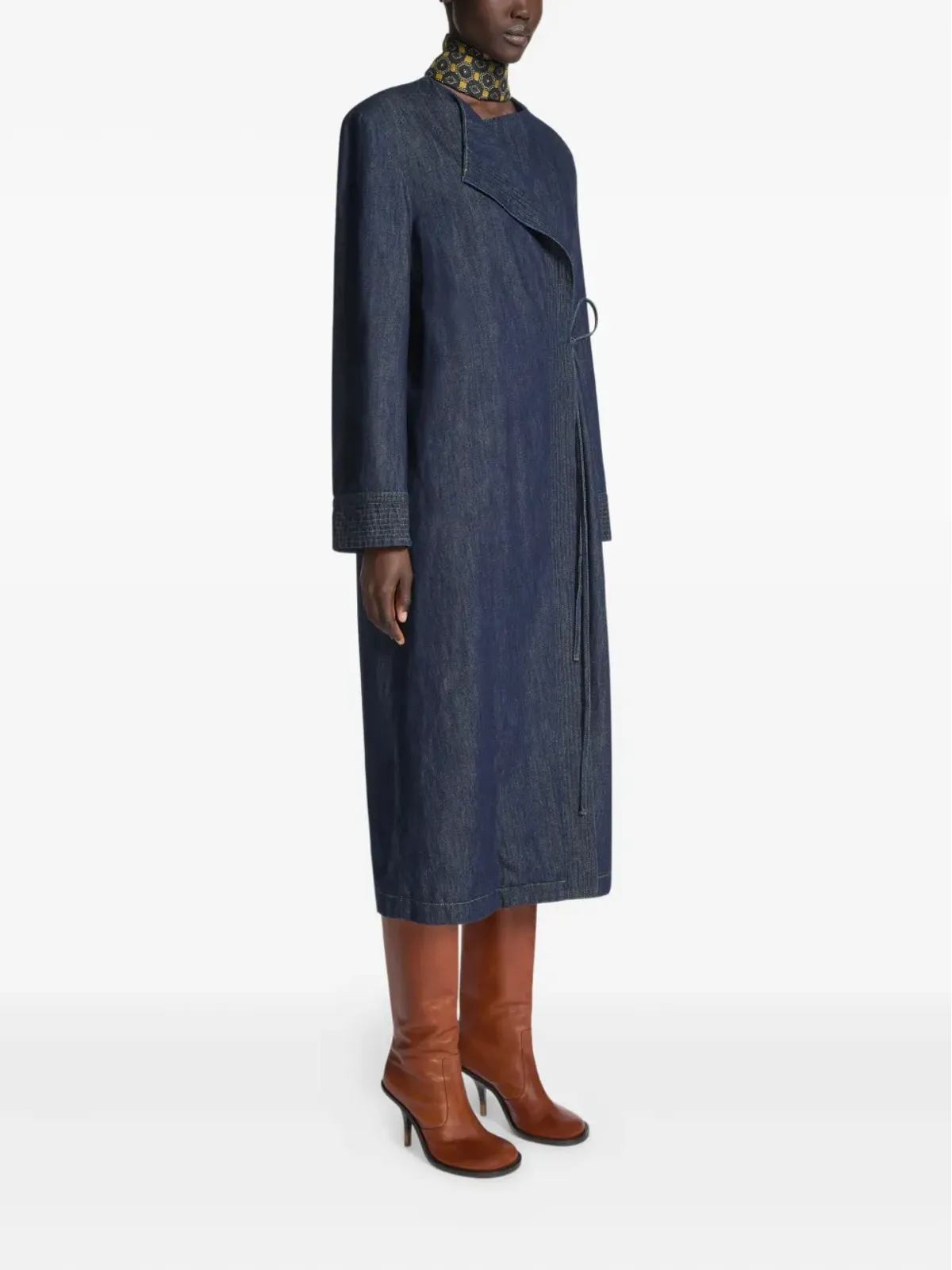 DRIES VAN NOTEN ラップタイ デニムコート - 画像3