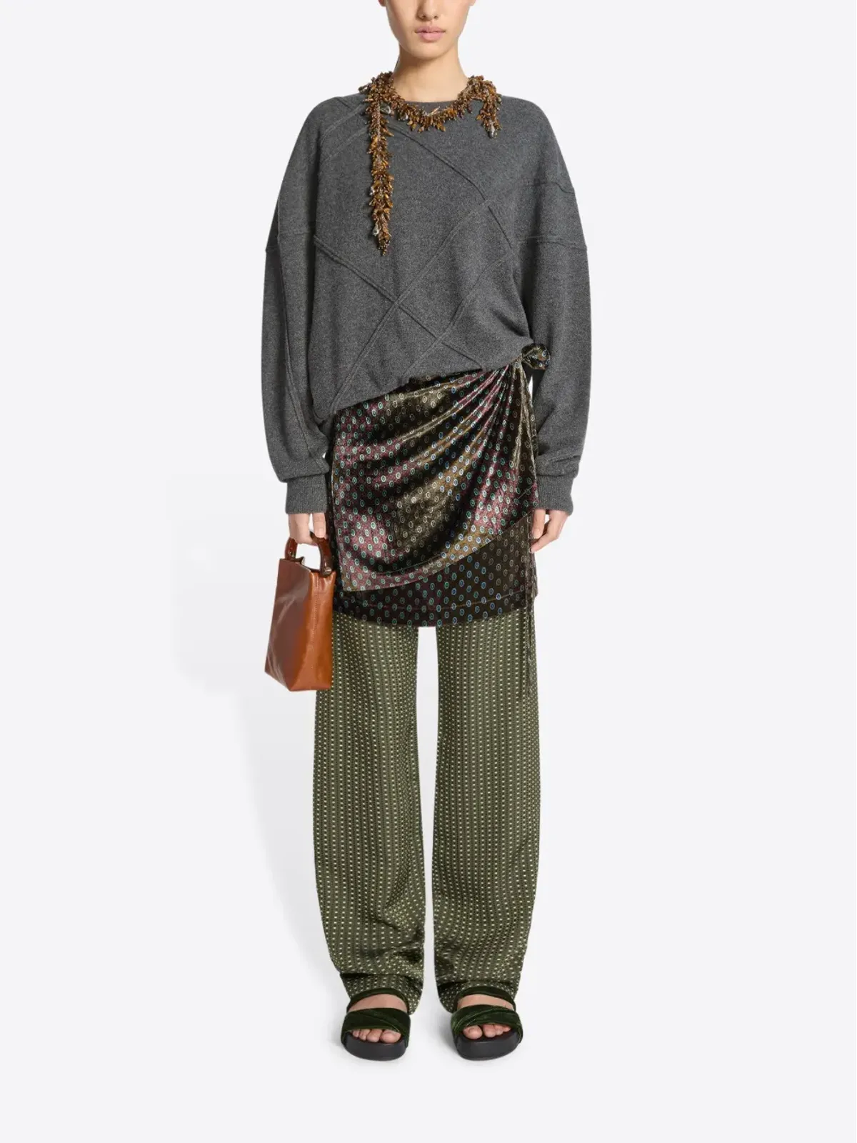 DRIES VAN NOTEN ベルベットねじりストラップサンダル - 画像4