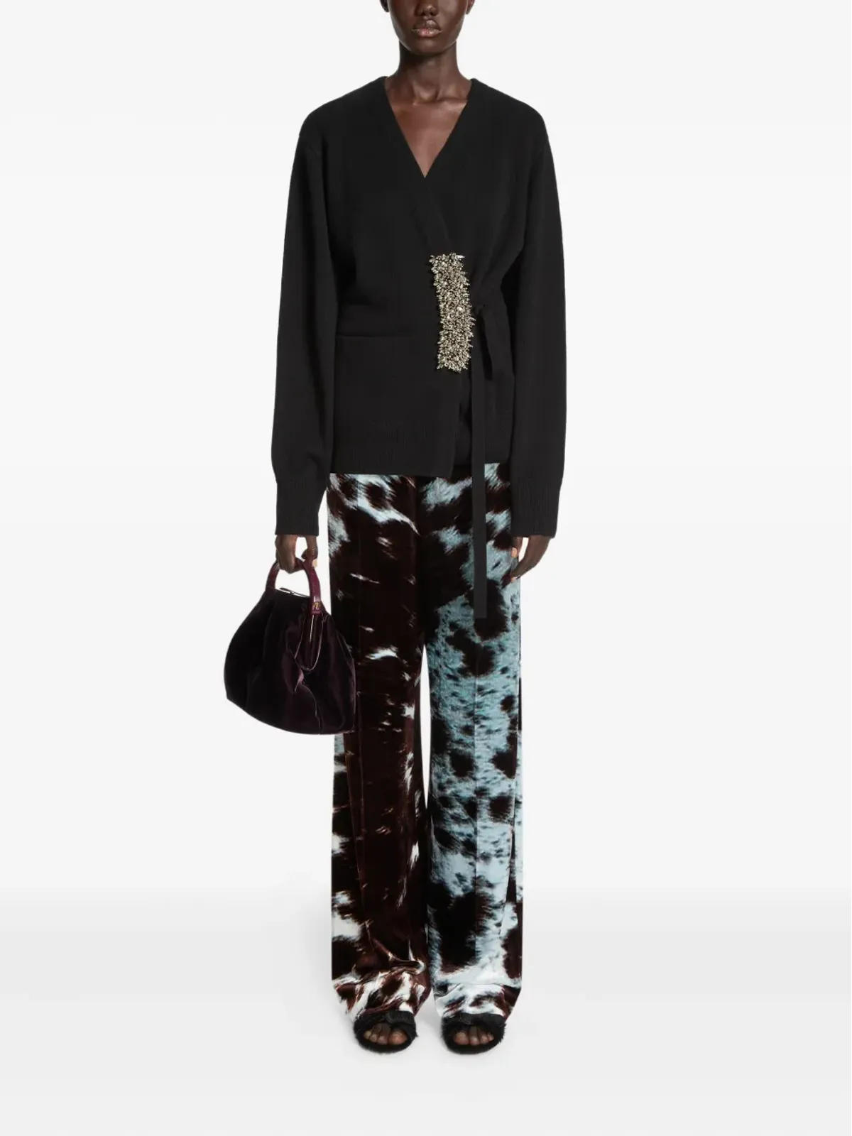 DRIES VAN NOTEN ポニーヘアの彫刻ヒール サンダル - 画像5