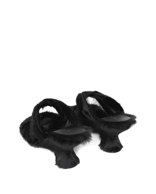 DRIES VAN NOTEN ポニーヘアの彫刻ヒール サンダル - サムネイル4