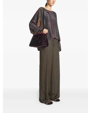 DRIES VAN NOTEN プリーツベルベット・トップハンドルバッグ - サムネイル2