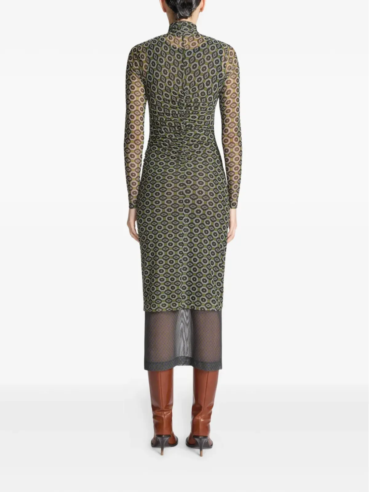 DRIES VAN NOTEN プリントメッシュタートルネックドレス - 画像4