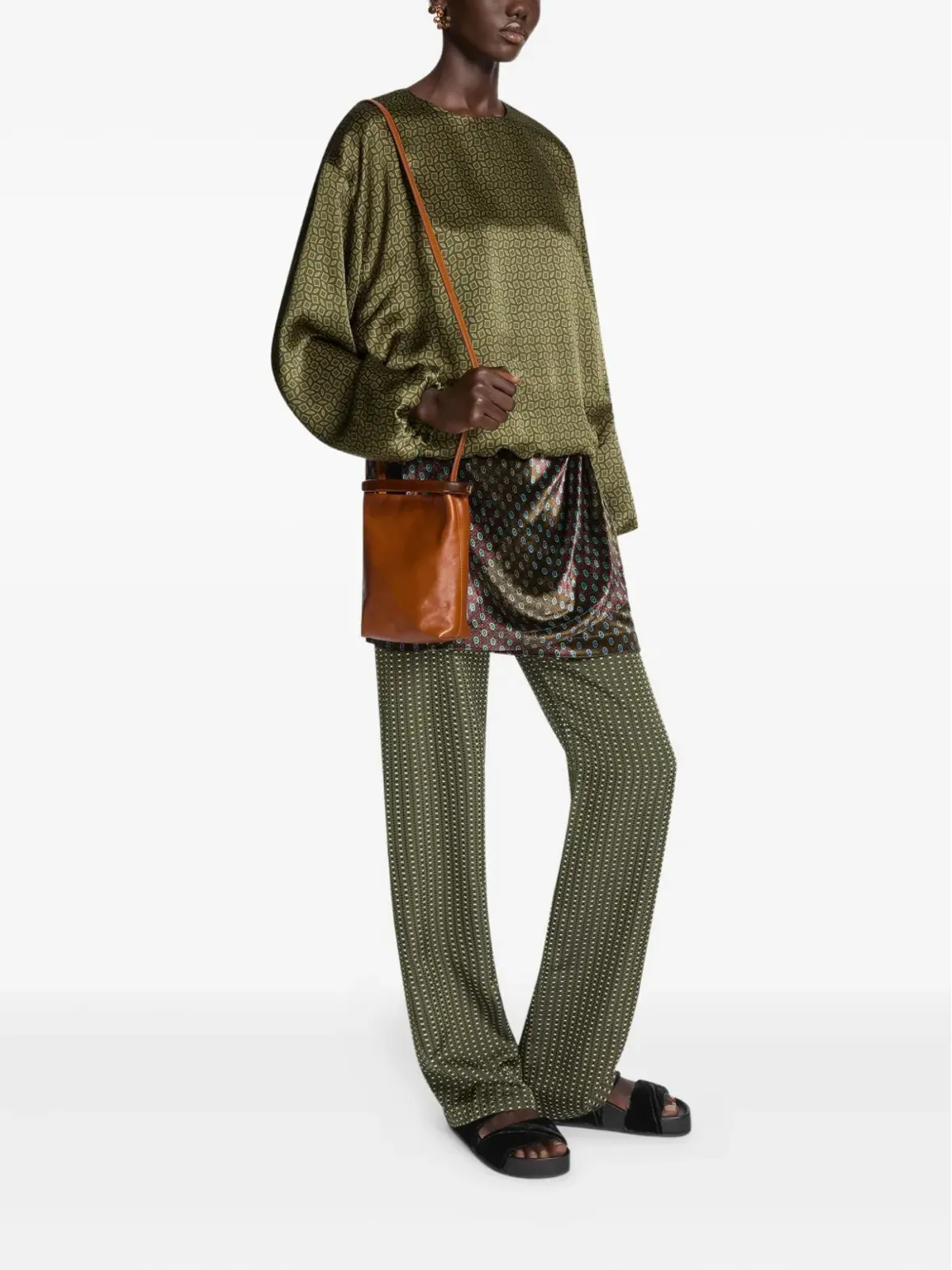 DRIES VAN NOTEN レザー トップハンドル ミニバッグ - ブラウン - 画像2