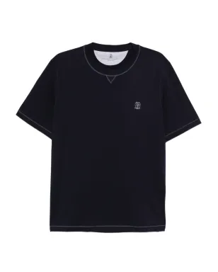 Brunello Cucinelli 刺繍入りクルーネックTシャツ - ブルー - サムネイル1