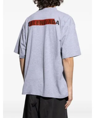 Balenciaga テープ付きロゴプリント コットン Tシャツ - サムネイル4