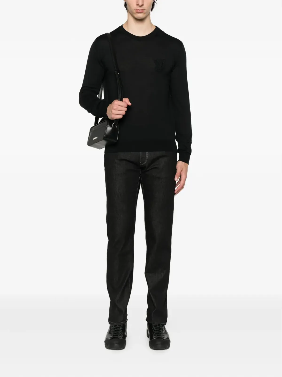 Giorgio Armani ブラックのコントラストステッチデニムジーンズ - 画像2