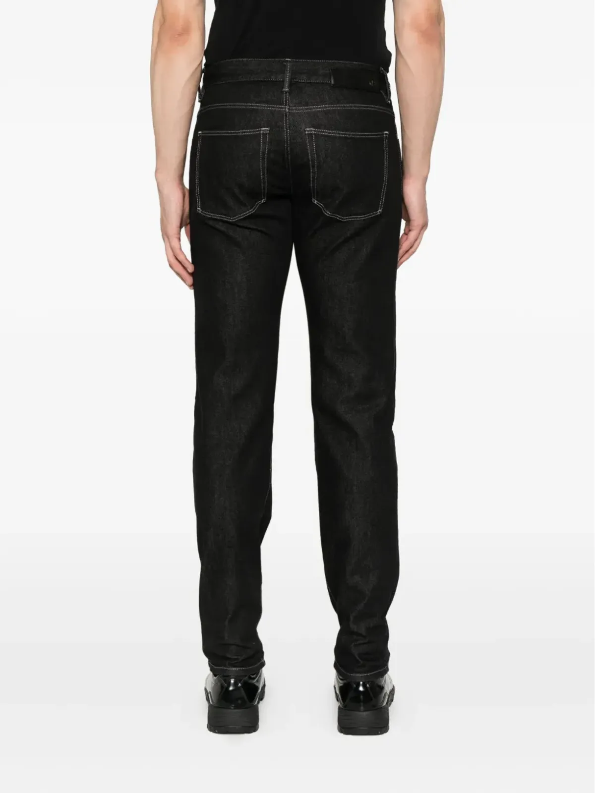 Giorgio Armani ブラックのコントラストステッチデニムジーンズ - 画像4
