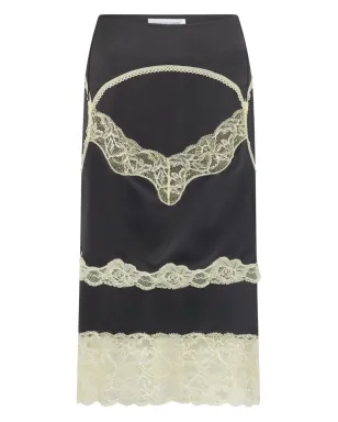 Marine Serre レースパネル付きサテンスカート - ブラック - サムネイル1