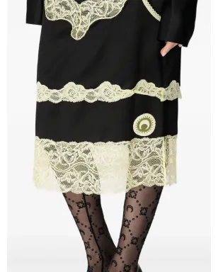 Marine Serre レースパネル付きサテンスカート - ブラック - サムネイル4