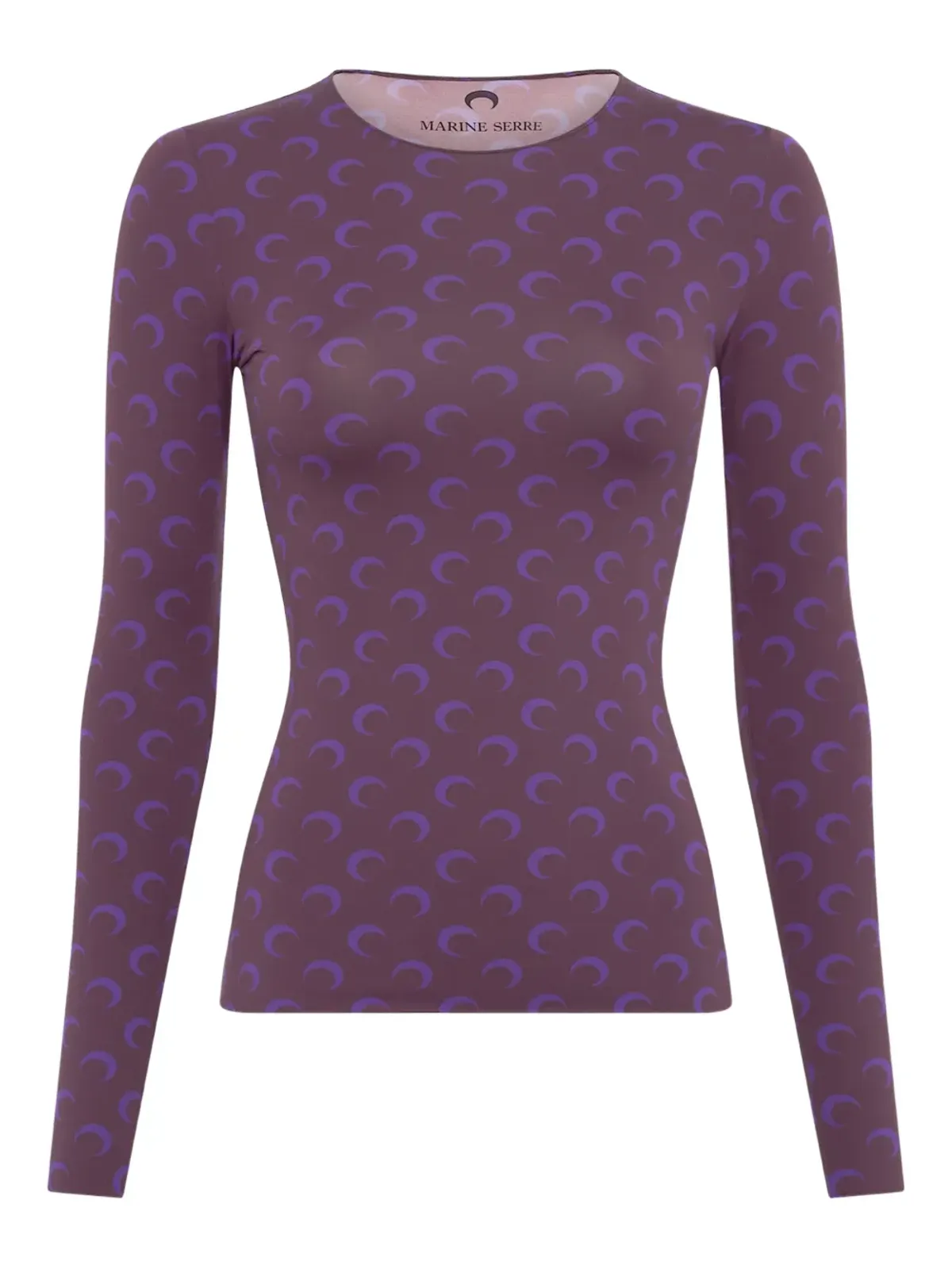 Marine Serre 月柄プリント長袖Tシャツ - Purple - 画像1
