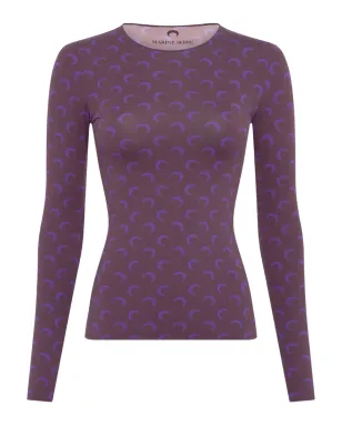 Marine Serre 月柄プリント長袖Tシャツ - Purple - サムネイル1