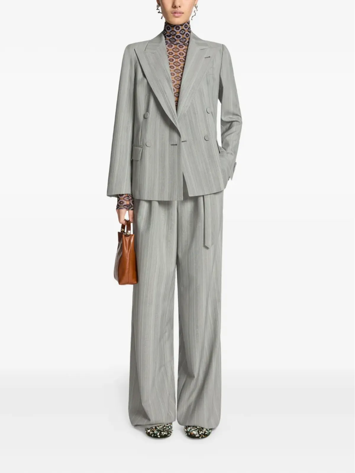 DRIES VAN NOTEN ストライプ柄 ダブルブレスト ブレザー - 画像2