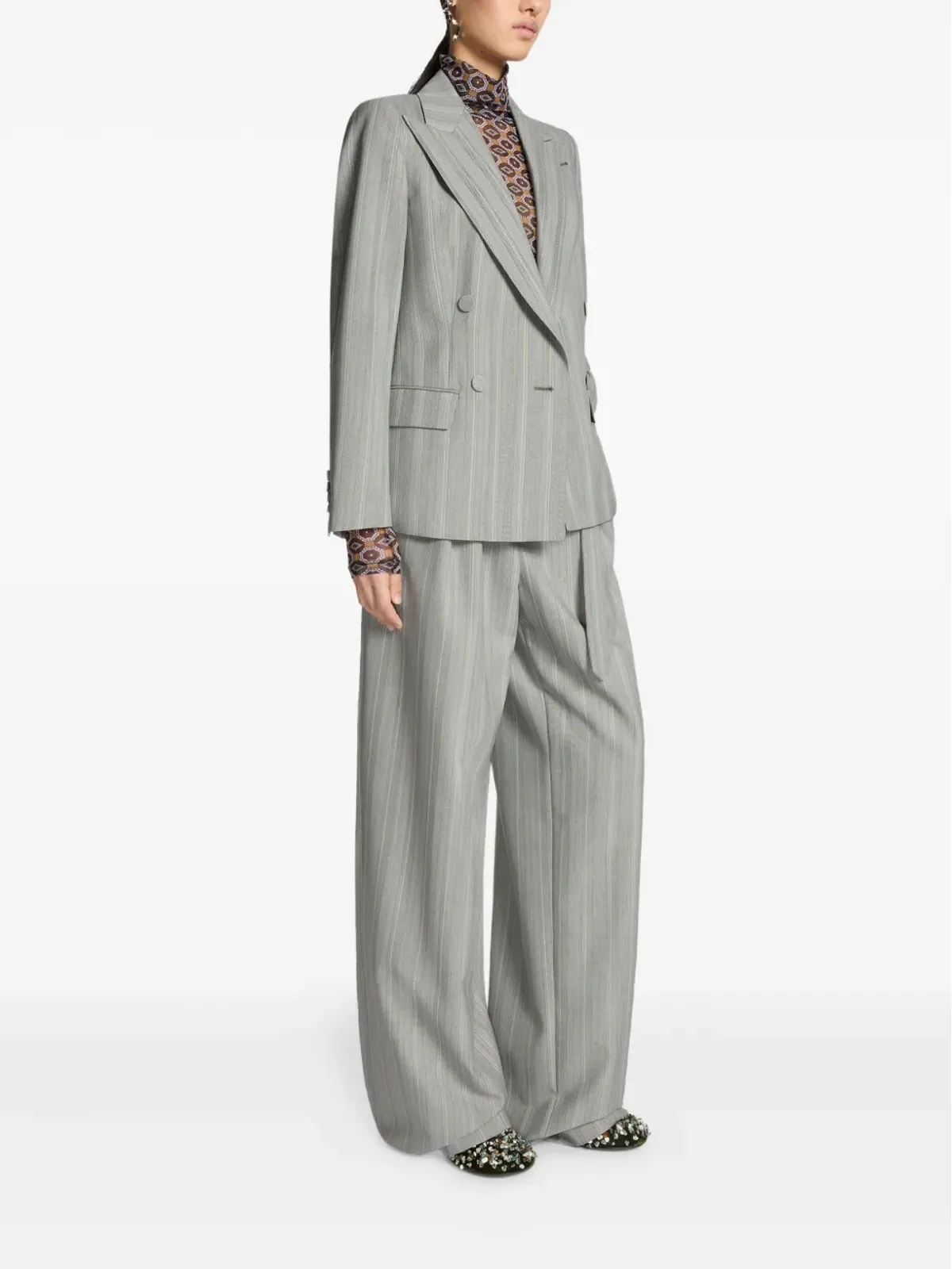 DRIES VAN NOTEN ストライプ柄 ダブルブレスト ブレザー - 画像3