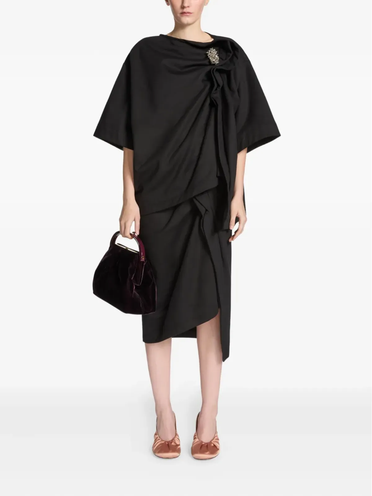 DRIES VAN NOTEN ドレープ ブローチ Tシャツ - 画像2