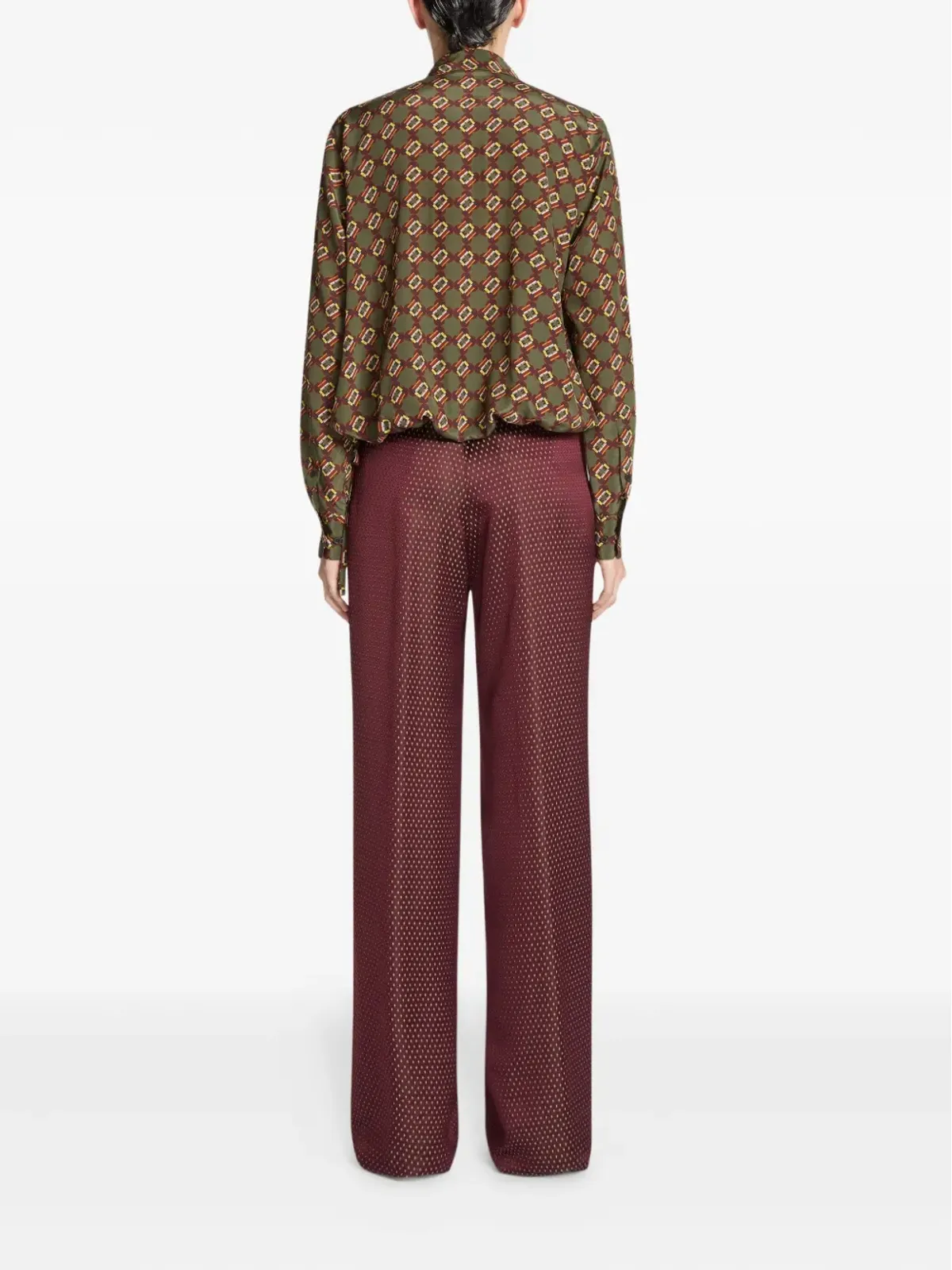 DRIES VAN NOTEN ベルト付きジャカードパンツ（レッド） - 画像4