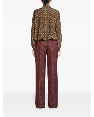 DRIES VAN NOTEN ベルト付きジャカードパンツ（レッド） - サムネイル4
