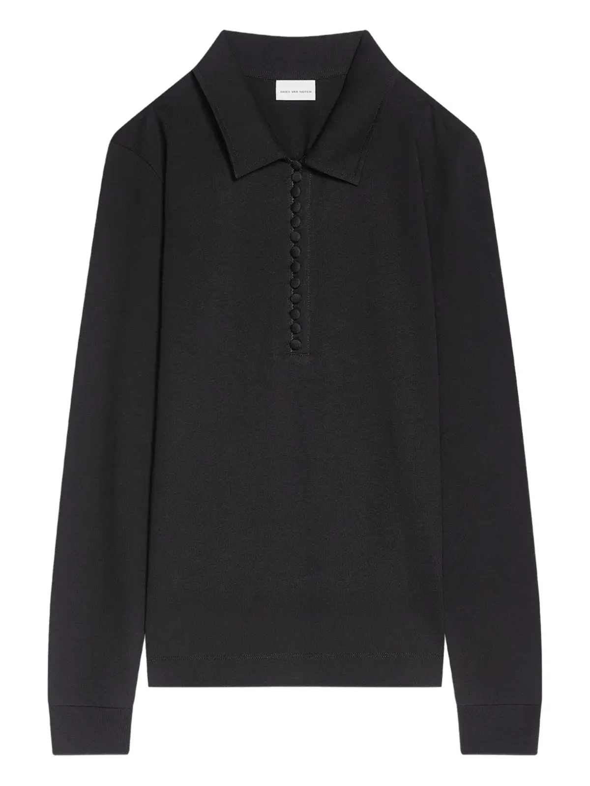 DRIES VAN NOTEN ボタンファスニング ジャージー ポロシャツ - ブラック - 画像1
