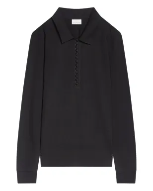 DRIES VAN NOTEN ボタンファスニング ジャージー ポロシャツ - ブラック - サムネイル1