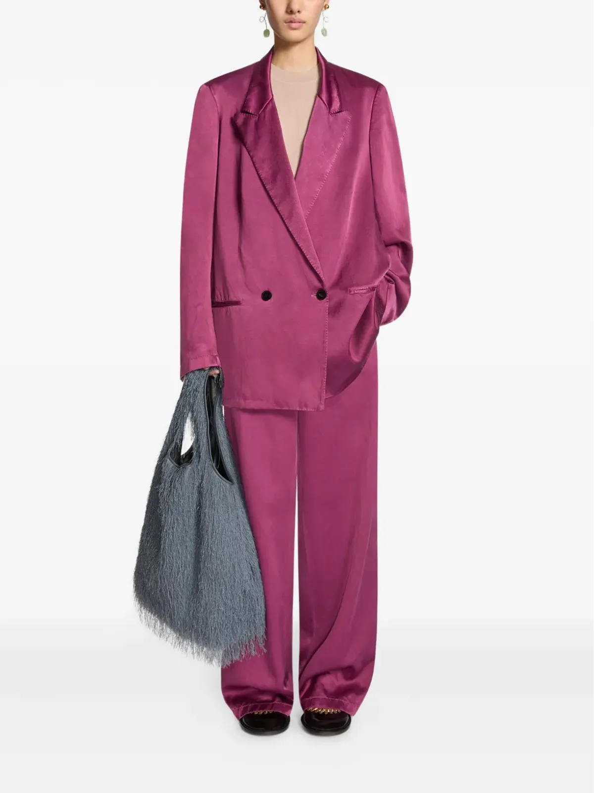 DRIES VAN NOTEN ダブルブレスト サテン ブレザー - 画像2