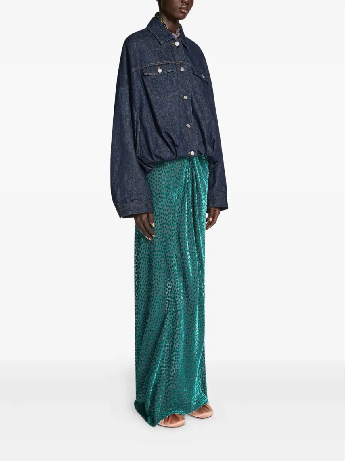 DRIES VAN NOTEN ドレープ斑点柄スカート - 画像3