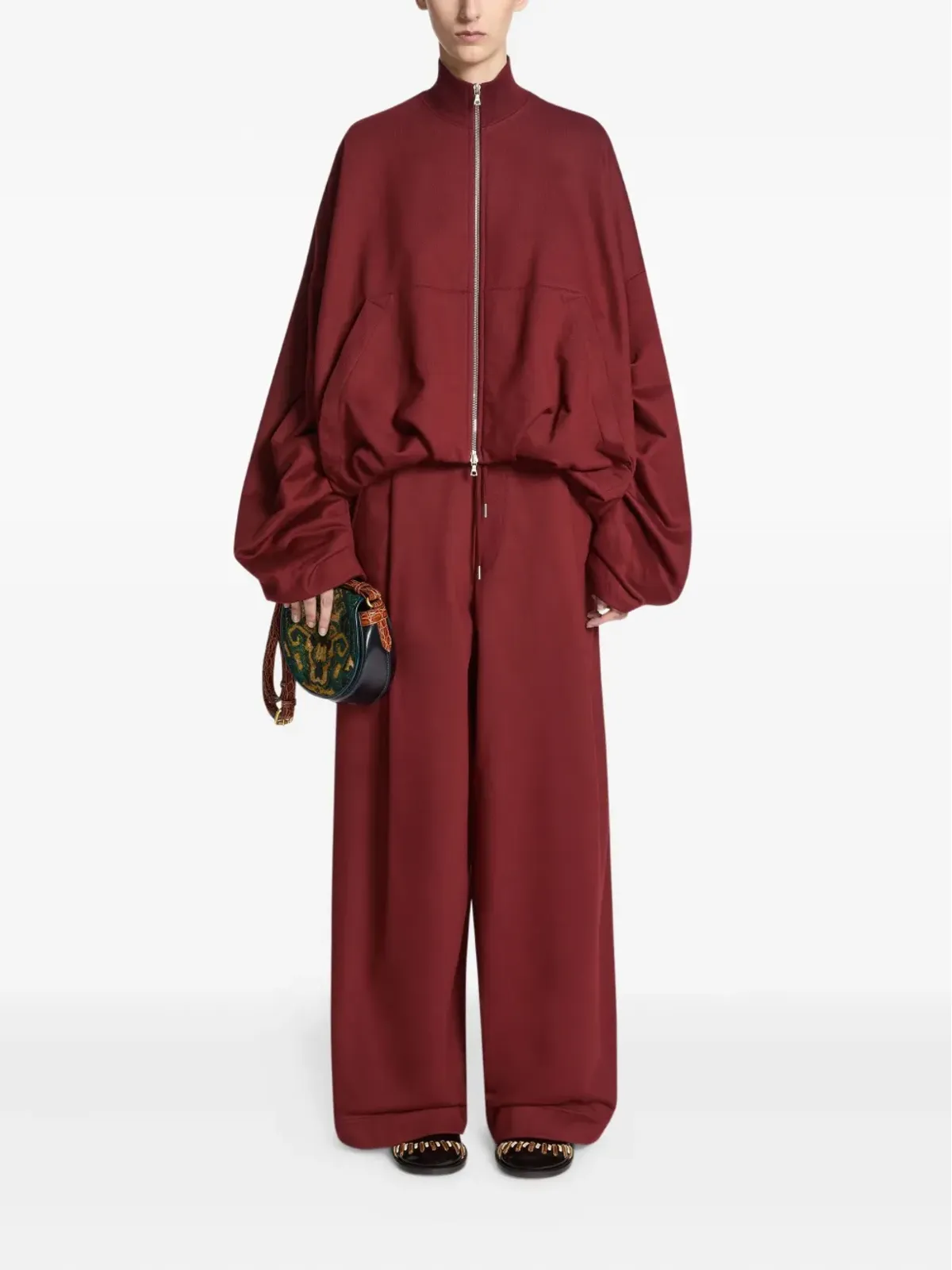 DRIES VAN NOTEN プリーツ入りドローストリング トラックパンツ - レッド - 画像2