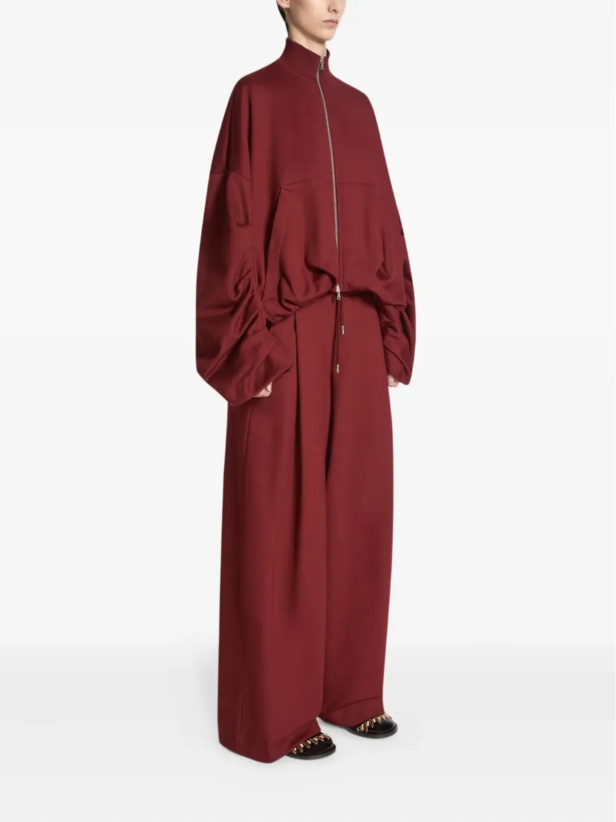 DRIES VAN NOTEN プリーツ入りドローストリング トラックパンツ - レッド - 画像3
