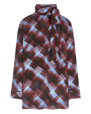 DRIES VAN NOTEN 幾何学柄プリント タイネック ブラウス - サムネイル1