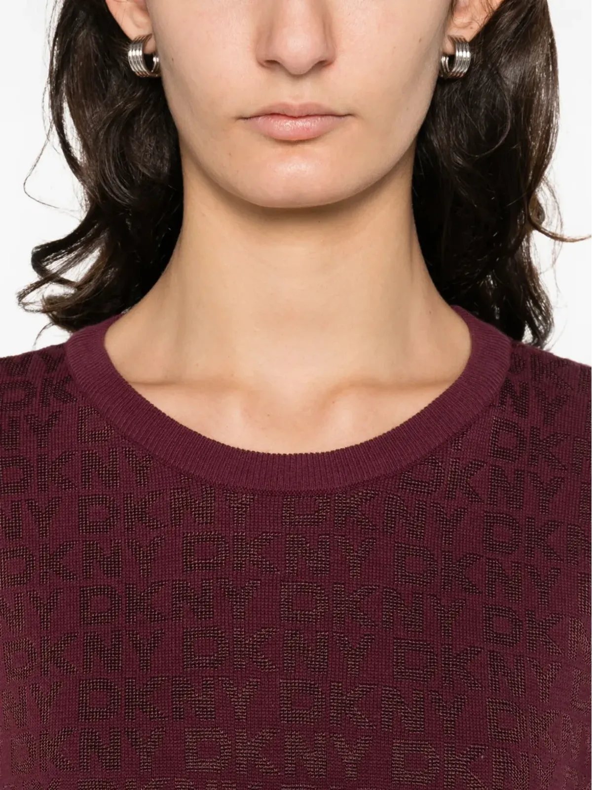 DKNY ロングスリーブ クルーネック セーター - パープル - 画像5