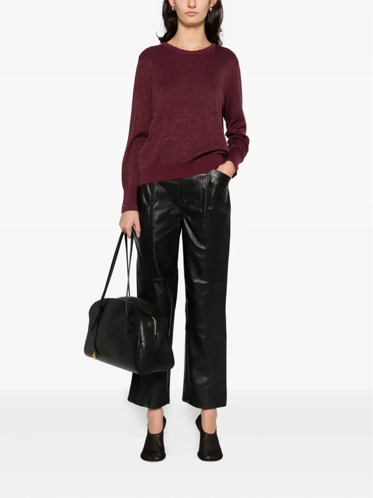 DKNY ロングスリーブ クルーネック セーター - パープル - 画像2