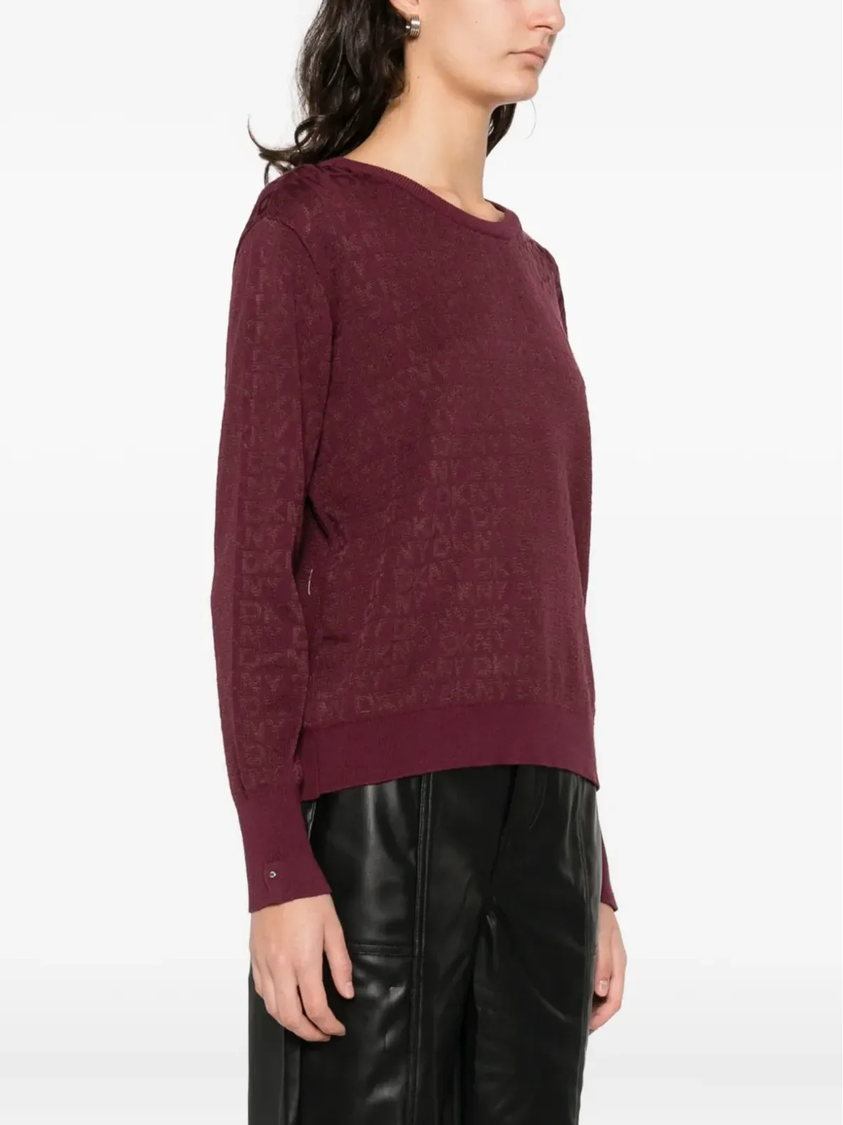 DKNY ロングスリーブ クルーネック セーター - パープル - 画像3
