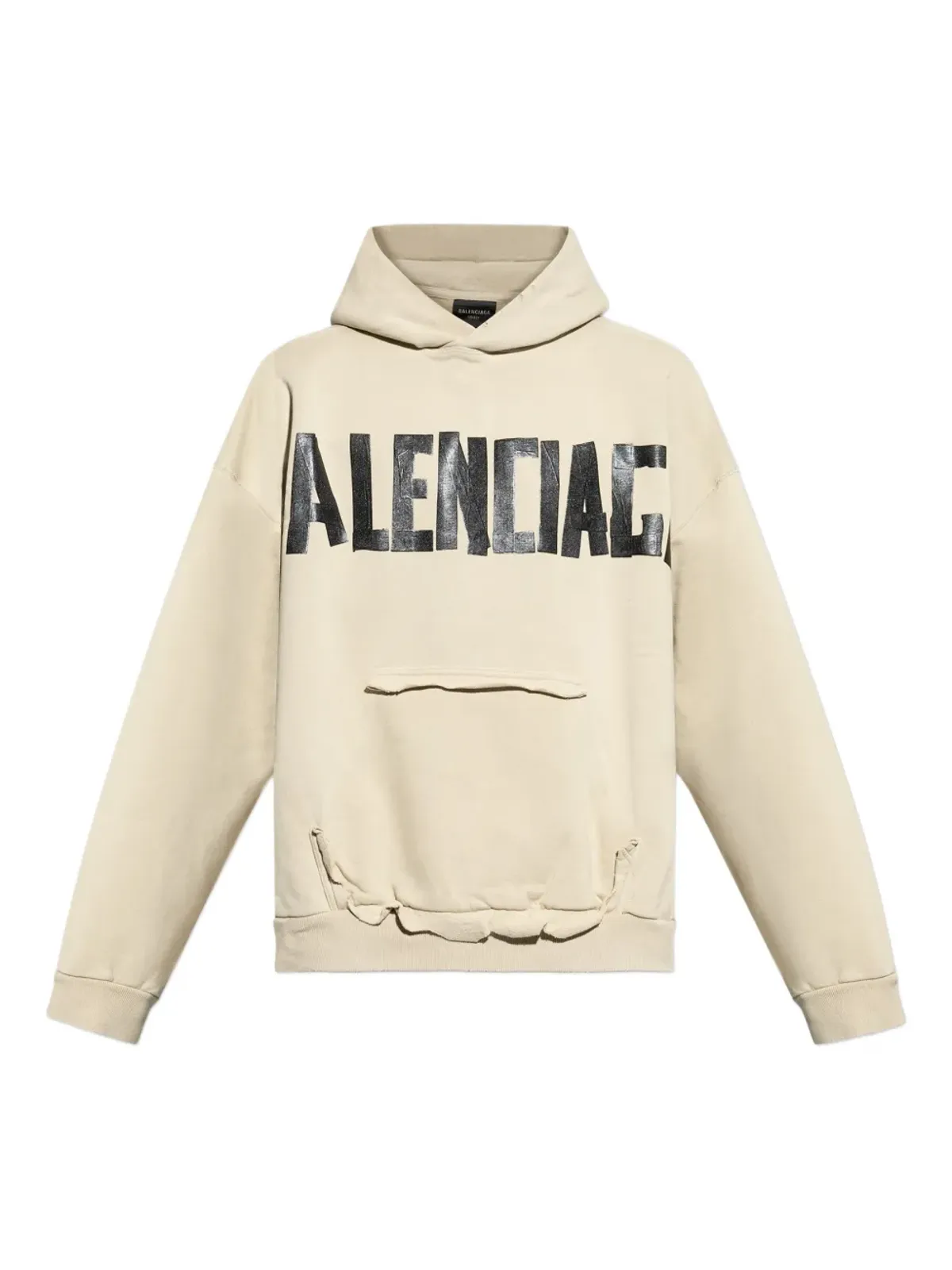 Balenciaga ロゴプリント・フリーヘムのフード付きパーカー - 画像1